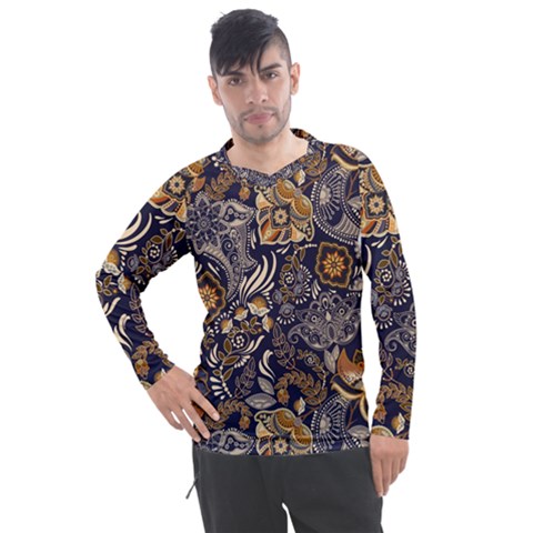 Paisley Texture, Floral Ornament Texture Men s Pique Long Sleeve T-shirt by nateshop