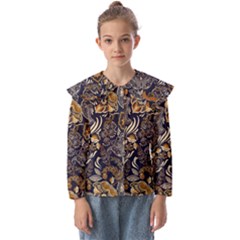 Paisley Texture, Floral Ornament Texture Kids  Peter Pan Collar Blouse by nateshop