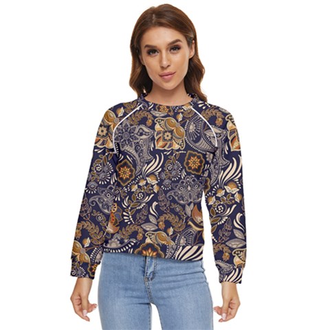 Paisley Texture, Floral Ornament Texture Women s Long Sleeve Raglan T-shirt by nateshop