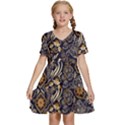 Paisley Texture, Floral Ornament Texture Kids  Short Sleeve Tiered Mini Dress View1