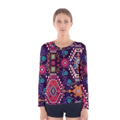 Pattern, Ornament, Motif, Colorful Women s Long Sleeve T-shirt