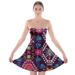 Pattern, Ornament, Motif, Colorful Strapless Bra Top Dress by nateshop