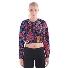 Pattern, Ornament, Motif, Colorful Cropped Sweatshirt by nateshop