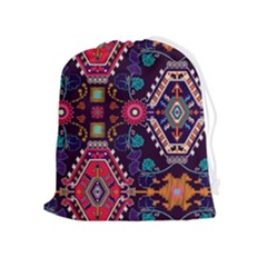 Pattern, Ornament, Motif, Colorful Drawstring Pouch (xl) by nateshop