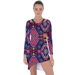 Pattern, Ornament, Motif, Colorful Asymmetric Cut-out Shift Dress by nateshop