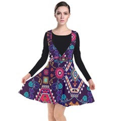 Pattern, Ornament, Motif, Colorful Plunge Pinafore Dress by nateshop