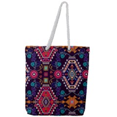 Pattern, Ornament, Motif, Colorful Full Print Rope Handle Tote (large) by nateshop