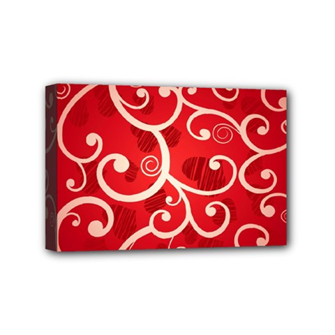 Patterns, Corazones, Texture, Red, Mini Canvas 6  X 4  (stretched) by nateshop