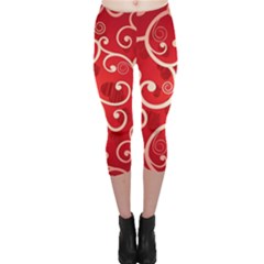 Patterns, Corazones, Texture, Red, Capri Leggings  by nateshop