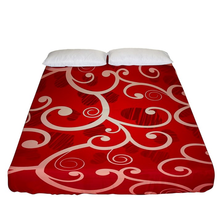 Patterns, Corazones, Texture, Red, Fitted Sheet (California King Size)