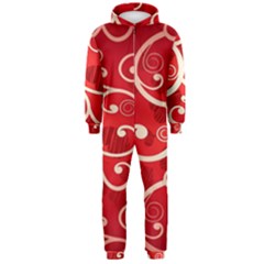 Patterns, Corazones, Texture, Red, Hooded Jumpsuit (men) by nateshop