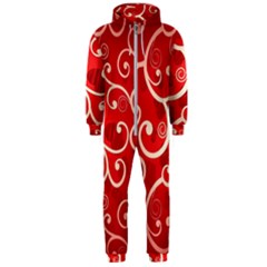 Patterns, Corazones, Texture, Red, Hooded Jumpsuit (men) by nateshop