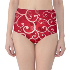 Patterns, Corazones, Texture, Red, Classic High-waist Bikini Bottoms by nateshop