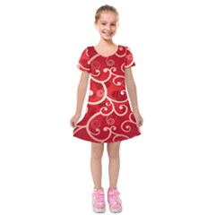 Patterns, Corazones, Texture, Red, Kids  Short Sleeve Velvet Dress by nateshop