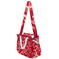 Patterns, Corazones, Texture, Red, Rope Handles Shoulder Strap Bag