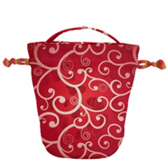 Patterns, Corazones, Texture, Red, Drawstring Bucket Bag by nateshop