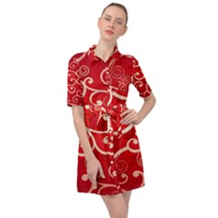 Patterns, Corazones, Texture, Red, Belted Shirt Dress by nateshop