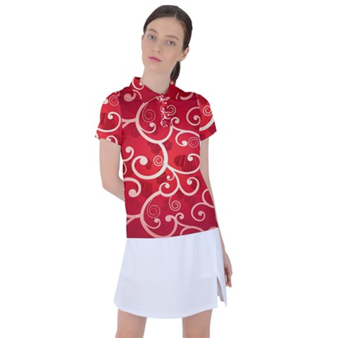 Patterns, Corazones, Texture, Red, Women s Polo T-shirt by nateshop