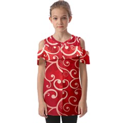 Patterns, Corazones, Texture, Red, Fold Over Open Sleeve Top by nateshop