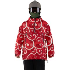 Patterns, Corazones, Texture, Red, Men s Ski And Snowboard Waterproof Breathable Jacket by nateshop