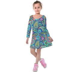 Patterns, Green Background, Texture Kids  Long Sleeve Velvet Dress