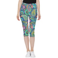 Patterns, Green Background, Texture Inside Out Lightweight Velour Capri Leggings 