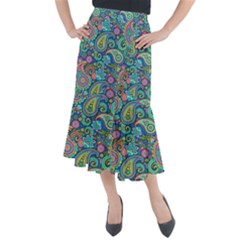 Patterns, Green Background, Texture Midi Mermaid Skirt by nateshop