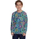 Patterns, Green Background, Texture Kids  Crewneck Sweatshirt View1