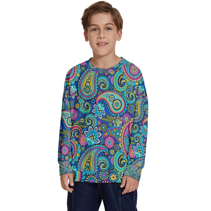 Patterns, Green Background, Texture Kids  Crewneck Sweatshirt