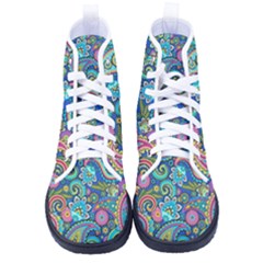 Patterns, Green Background, Texture Kid s High-top Canvas Sneakers