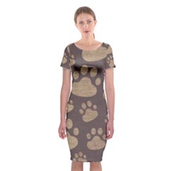 Paws Patterns, Creative, Footprints Patterns Classic Short Sleeve Midi Dress by nateshop