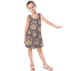 Paws Patterns, Creative, Footprints Patterns Kids  Sleeveless Dress by nateshop