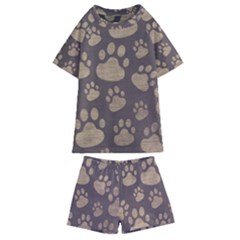 Paws Patterns, Creative, Footprints Patterns Kids  Swim T-shirt And Shorts Set by nateshop