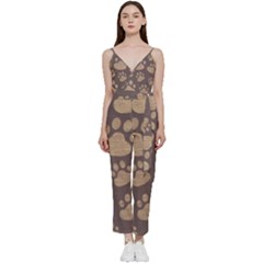 Paws Patterns, Creative, Footprints Patterns V-neck Camisole Jumpsuit by nateshop