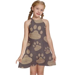 Paws Patterns, Creative, Footprints Patterns Kids  Halter Collar Waist Tie Chiffon Dress by nateshop