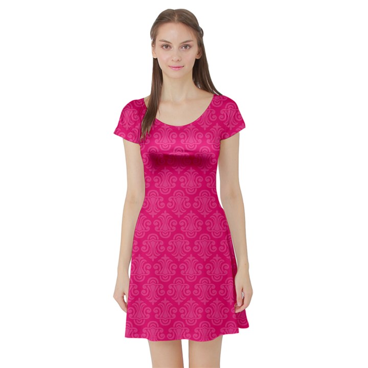 Pink Pattern, Abstract, Background, Bright, Desenho Short Sleeve Skater Dress