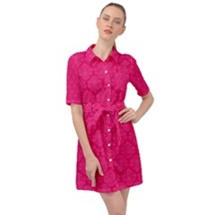 Pink Pattern, Abstract, Background, Bright, Desenho Belted Shirt Dress by nateshop