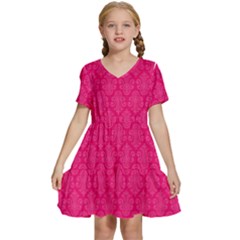 Pink Pattern, Abstract, Background, Bright, Desenho Kids  Short Sleeve Tiered Mini Dress by nateshop