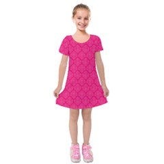 Pink Pattern, Abstract, Background, Bright, Desenho Kids  Short Sleeve Velvet Dress by nateshop