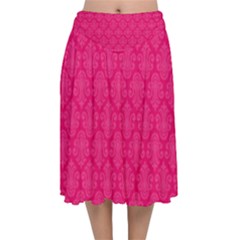 Pink Pattern, Abstract, Background, Bright, Desenho Velvet Flared Midi Skirt