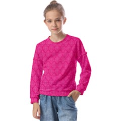 Pink Pattern, Abstract, Background, Bright, Desenho Kids  Long Sleeve T-shirt With Frill 