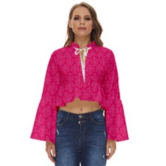 Pink Pattern, Abstract, Background, Bright, Desenho Boho Long Bell Sleeve Top