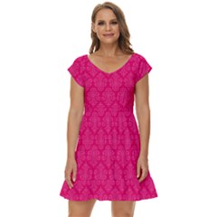 Pink Pattern, Abstract, Background, Bright, Desenho Short Sleeve Tiered Mini Dress