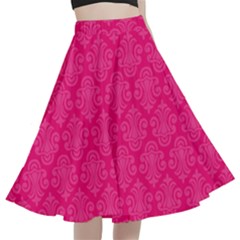 Pink Pattern, Abstract, Background, Bright, Desenho A-line Full Circle Midi Skirt With Pocket by nateshop