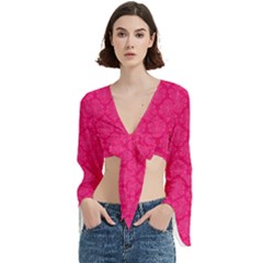 Pink Pattern, Abstract, Background, Bright, Desenho Trumpet Sleeve Cropped Top