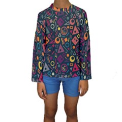 Random, Abstract, Forma, Cube, Triangle, Creative Kids  Long Sleeve Swimwear