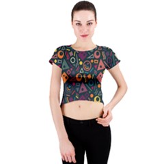 Random, Abstract, Forma, Cube, Triangle, Creative Crew Neck Crop Top