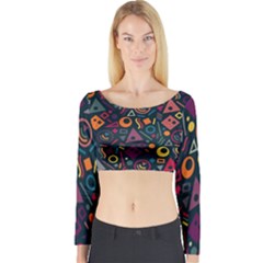 Random, Abstract, Forma, Cube, Triangle, Creative Long Sleeve Crop Top