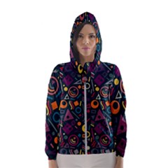 Random, Abstract, Forma, Cube, Triangle, Creative Women s Hooded Windbreaker