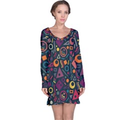 Random, Abstract, Forma, Cube, Triangle, Creative Long Sleeve Nightdress